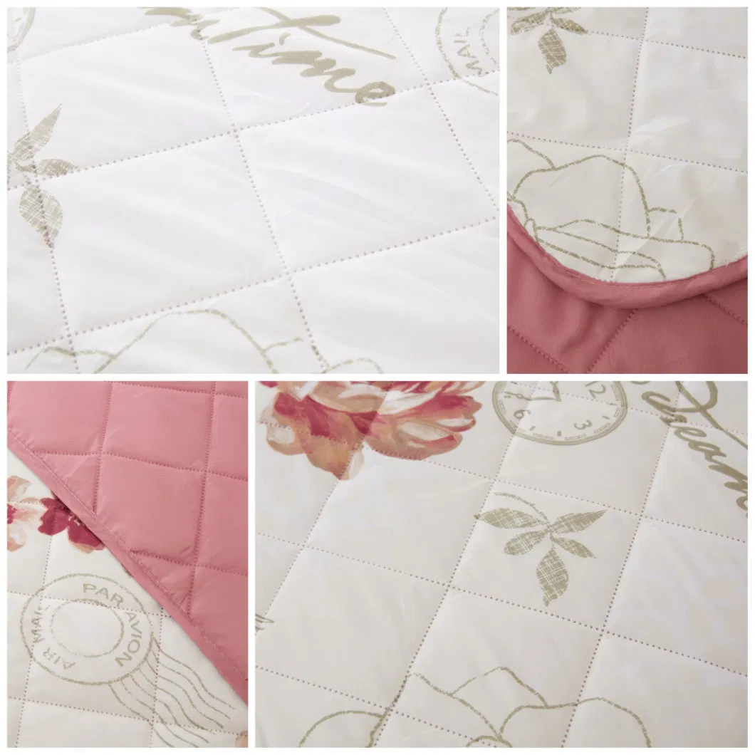 Hot Selling King Size Hotel 100% Polyester Down Alternative Microfiber Printed Flower Duvets Patchwork Quilts Summer Embroidery Bedding Quilt