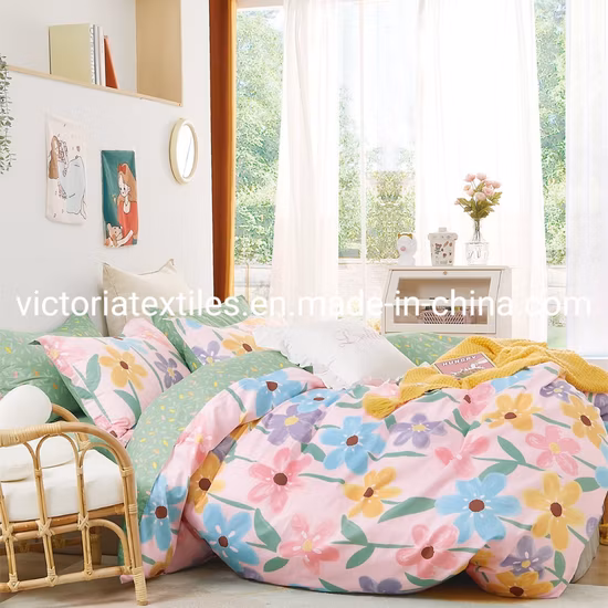 100% Cotton Printed Bed Quilt Cover Set Floral Series