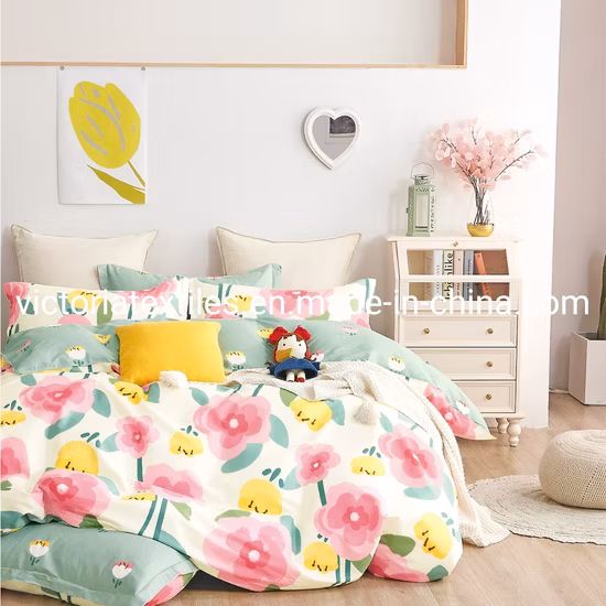 100% Cotton Printed Bed Quilt Cover Set Floral Series