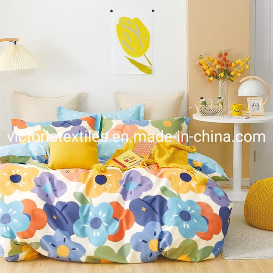Set copripiumino da letto stampato 100% cotone, serie floreale