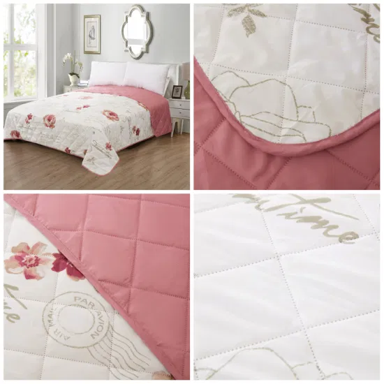 Vendita calda King Size Hotel 100% poliestere Piumino alternativo in microfibra stampata piumini a fiori Trapunte patchwork Trapunta estiva per biancheria da letto ricamata